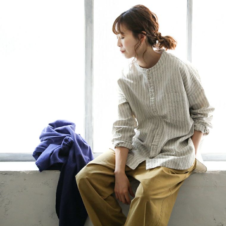 mimizuku陶房」しのぎ模様のストライプシャツ | soulberry