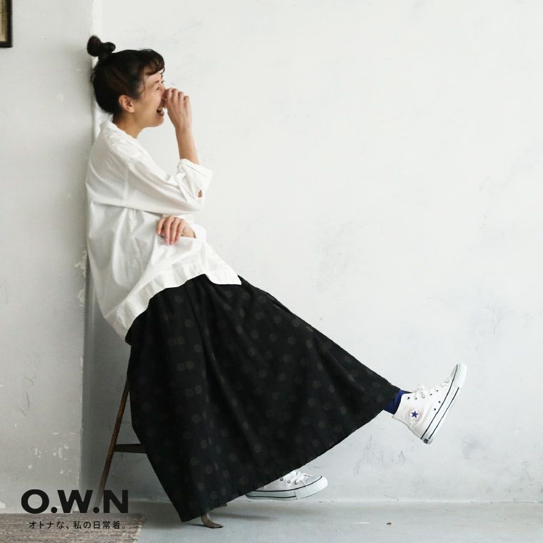 O.W.Nモノトーンなドット刺繍スカート | soulberry