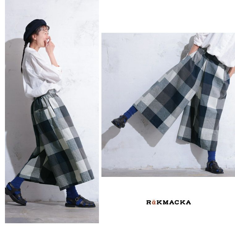 RaKMACKA(レックマッカ)ブロックチェックで巻いてるみたいなガウチョ
