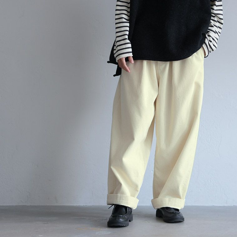siro コーデュロイワイドパンツ(オフホワイト) ユニクロ ロング丈  