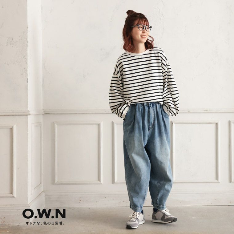 INSCRIRE ボーダートップス O.W.Nたっぷり袖のボーダーカットソー | soulberry