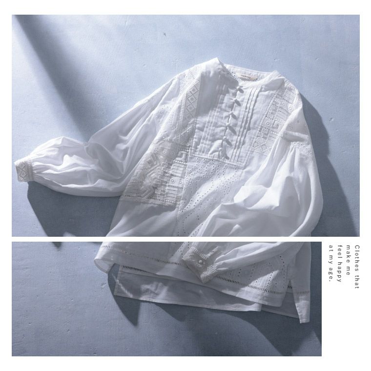 ふくろうと月パッチワークなレースのブラウス | soulberry