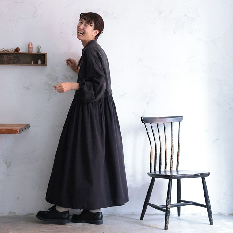 ふくろうと月ドット刺繍のワンピース | soulberry