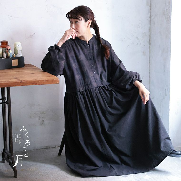 今季★新品未使用★ソウルベリーふくろうと月スカラップ刺繍のワンピース　M soulberry ふくろうと月 スカラップ刺繍のワンピース レディース