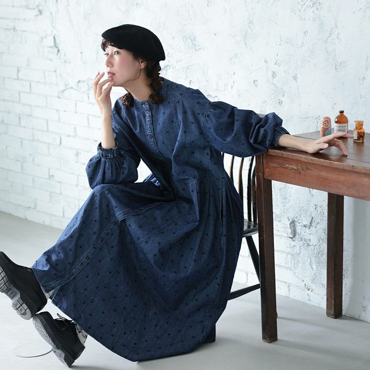 一点・ゆきんこページ】しっかりめ ・亜麻色＊リブ袖口かっぽう着